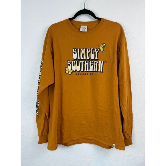 Simply Southern women's large mustard brown long sleeve graphic tee‎ jeep - Picture 1 of 6